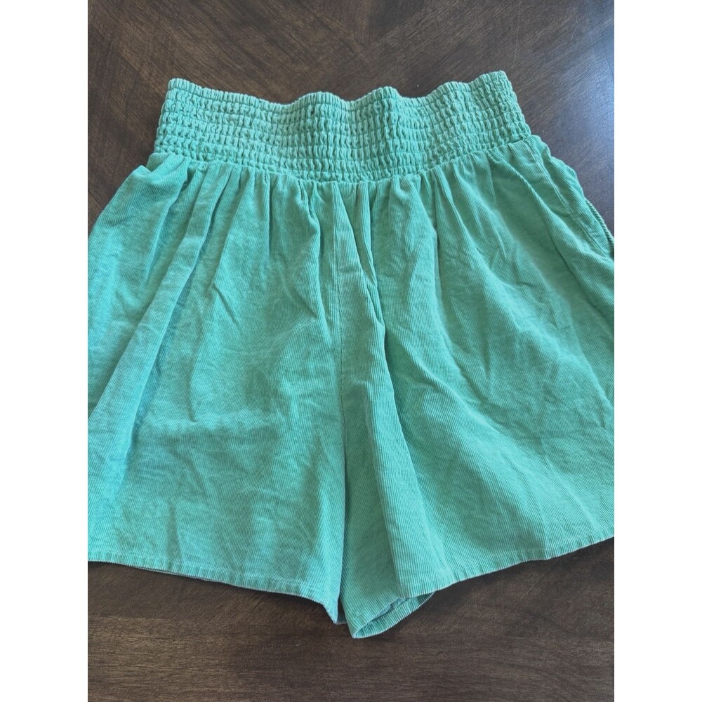 Stitch & Pine Green Corduroy Pull On High Waisted Shorts Sz XS Tennis Prep